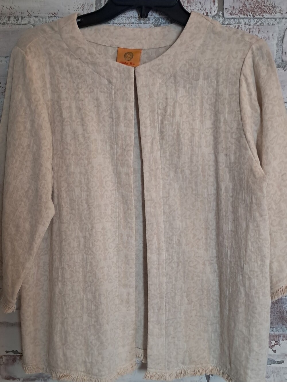 Ruby Rd. Cream Open Front Textured Jacket